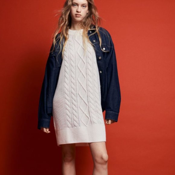 H&M Dresses & Skirts - H&M Cream Ribbed Oversized Knit Dress Large NWT